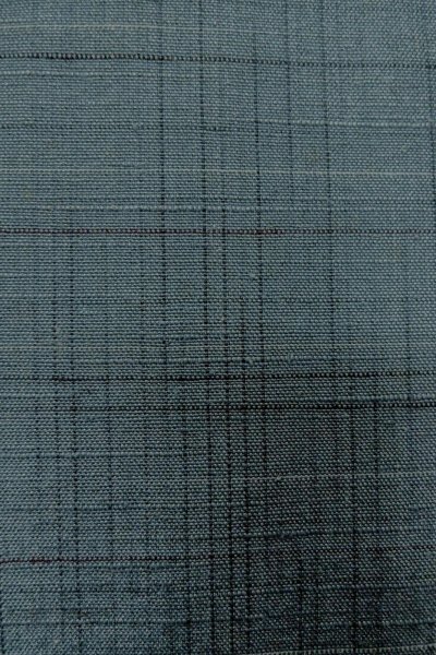 Photo7: O1209N Vintage Japanese kimono Pale Navy Blue TSUMUGI pongee for women / Silk. Plaid Checks (Grade B) (7)