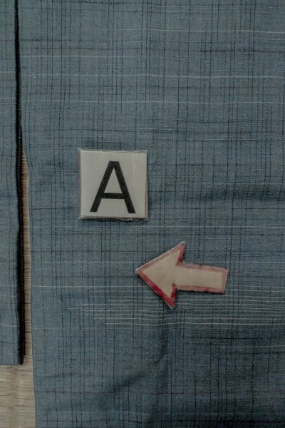 Photo14: O1209N Vintage Japanese kimono Pale Navy Blue TSUMUGI pongee for women / Silk. Plaid Checks (Grade B) (14)