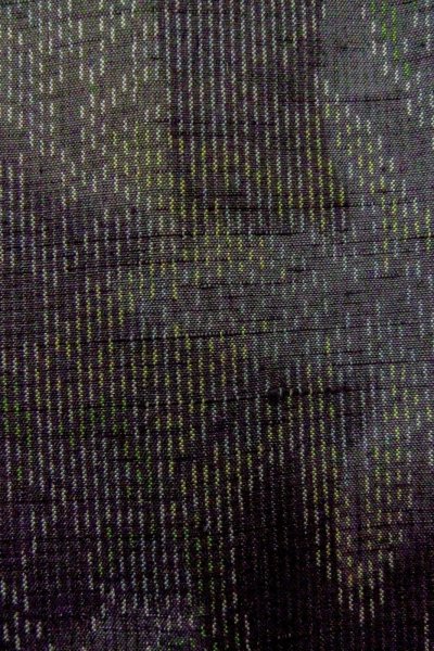 Photo7: O1209O Vintage Japanese kimono Dark Black TOKAMACHI-TSUMUGI for women / Silk. MOMIJI maple leaf (Grade B) (7)