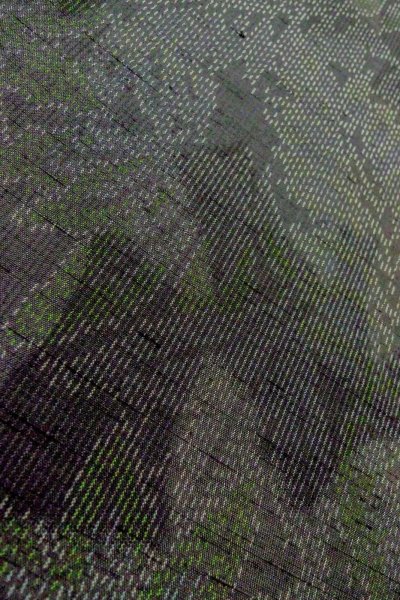 Photo8: O1209O Vintage Japanese kimono Dark Black TOKAMACHI-TSUMUGI for women / Silk. MOMIJI maple leaf (Grade B) (8)