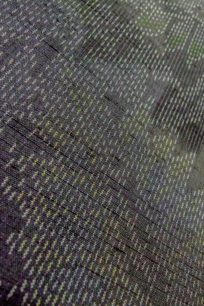 Photo9: O1209O Vintage Japanese kimono Dark Black TOKAMACHI-TSUMUGI for women / Silk. MOMIJI maple leaf (Grade B) (9)