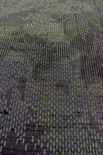 Photo10: O1209O Vintage Japanese kimono Dark Black TOKAMACHI-TSUMUGI for women / Silk. MOMIJI maple leaf (Grade B) (10)