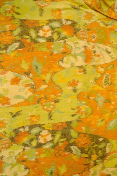 Photo3: O1209P Vintage Japanese kimono Orange OJIYATSUMUGI for women / Silk. Flower (Grade A) (3)