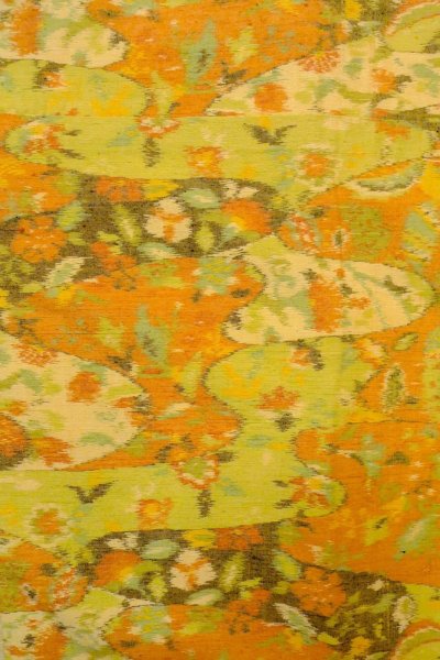 Photo4: O1209P Vintage Japanese kimono Orange OJIYATSUMUGI for women / Silk. Flower (Grade A) (4)