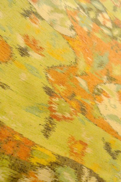 Photo8: O1209P Vintage Japanese kimono Orange OJIYATSUMUGI for women / Silk. Flower (Grade A) (8)