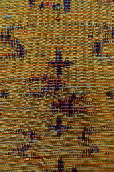 Photo7: O1209Q Vintage Japanese kimono Grayish Yellowish Brown TSUMUGI pongee for women / Silk. Geometrical pattern (Grade A) (7)