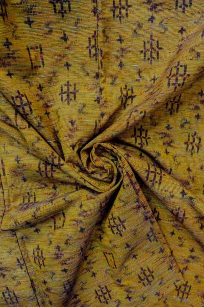 Photo11: O1209Q Vintage Japanese kimono Grayish Yellowish Brown TSUMUGI pongee for women / Silk. Geometrical pattern (Grade A) (11)