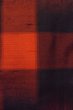Photo5: O1209R Vintage Japanese kimono Vivid Vermilion TSUMUGI pongee for women / Silk. Plaid Checks (Grade A) (5)