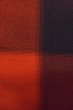 Photo7: O1209R Vintage Japanese kimono Vivid Vermilion TSUMUGI pongee for women / Silk. Plaid Checks (Grade A) (7)