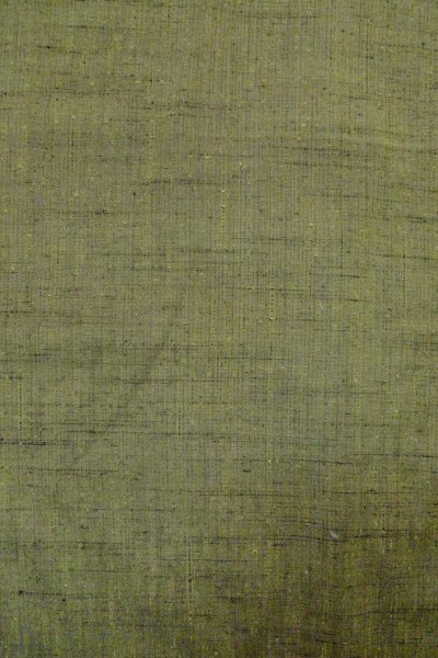 Photo4: O1209T Vintage Japanese kimono Grayish Green TSUMUGI pongee for women / Silk. Line (Grade B) (4)