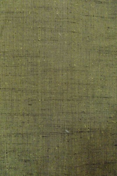 Photo5: O1209T Vintage Japanese kimono Grayish Green TSUMUGI pongee for women / Silk. Line (Grade B) (5)