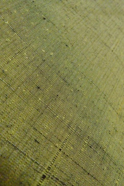 Photo8: O1209T Vintage Japanese kimono Grayish Green TSUMUGI pongee for women / Silk. Line (Grade B) (8)