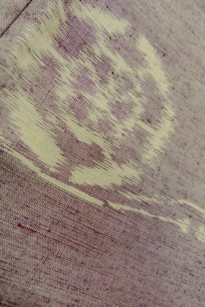 Photo8: O1209U Vintage Japanese kimono Light Grayish Wisteria TSUMUGI pongee for women / Silk. Wheel (Grade A) (8)