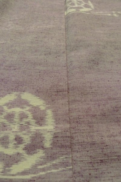 Photo10: O1209U Vintage Japanese kimono Light Grayish Wisteria TSUMUGI pongee for women / Silk. Wheel (Grade A) (10)