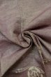 Photo11: O1209U Vintage Japanese kimono Light Grayish Wisteria TSUMUGI pongee for women / Silk. Wheel (Grade A) (11)
