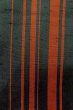 Photo6: O1209V Vintage Japanese kimono Black TSUMUGI pongee for women / Silk. Stripes (Grade D) (6)