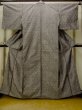 Photo1: Mint O1209W Vintage Japanese kimono Gray TSUMUGI pongee for women / Silk. Tortoise-shell pattern(Hexagonal pattern) (Grade A) (1)