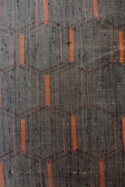 Photo6: Mint O1209W Vintage Japanese kimono Gray TSUMUGI pongee for women / Silk. Tortoise-shell pattern(Hexagonal pattern) (Grade A) (6)