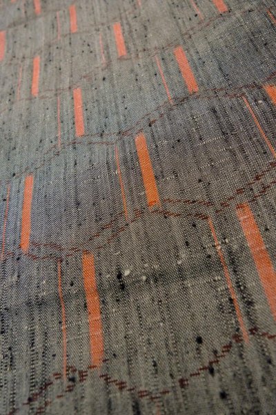 Photo8: Mint O1209W Vintage Japanese kimono Gray TSUMUGI pongee for women / Silk. Tortoise-shell pattern(Hexagonal pattern) (Grade A) (8)