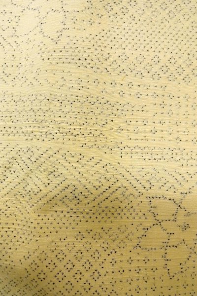 Photo6: O1209X Vintage Japanese kimono Ivory TSUMUGI pongee for women / Silk. Flower (Grade C) (6)