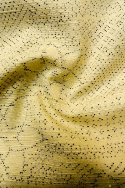 Photo12: O1209X Vintage Japanese kimono Ivory TSUMUGI pongee for women / Silk. Flower (Grade C) (12)