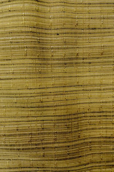 Photo6: O1209Y Vintage Japanese kimono Yellowish Olive TSUMUGI pongee for women / Silk. Line (Grade D) (6)