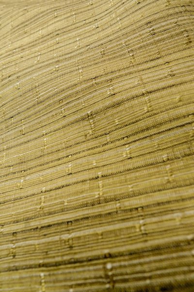 Photo8: O1209Y Vintage Japanese kimono Yellowish Olive TSUMUGI pongee for women / Silk. Line (Grade D) (8)