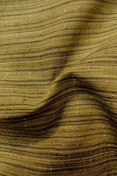 Photo11: O1209Y Vintage Japanese kimono Yellowish Olive TSUMUGI pongee for women / Silk. Line (Grade D) (11)