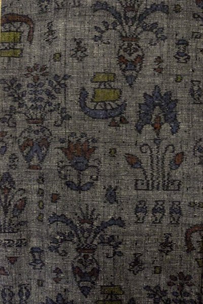 Photo3: O1209Z Vintage Japanese kimono Dark Gray TSUMUGI pongee for women / Silk. Flower (Grade C) (3)