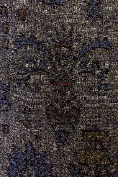 Photo5: O1209Z Vintage Japanese kimono Dark Gray TSUMUGI pongee for women / Silk. Flower (Grade C) (5)