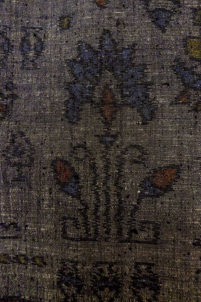 Photo6: O1209Z Vintage Japanese kimono Dark Gray TSUMUGI pongee for women / Silk. Flower (Grade C) (6)