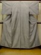 Photo1: O1210A Vintage Japanese kimono Light Gray TSUMUGI pongee for women / Silk. Flower (Grade B) (1)