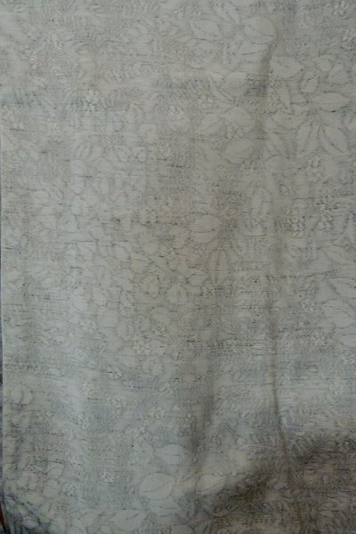 Photo4: O1210A Vintage Japanese kimono Light Gray TSUMUGI pongee for women / Silk. Flower (Grade B) (4)