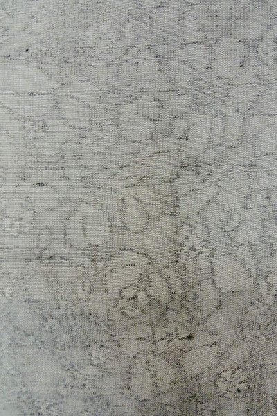 Photo5: O1210A Vintage Japanese kimono Light Gray TSUMUGI pongee for women / Silk. Flower (Grade B) (5)