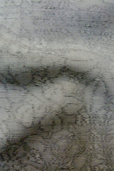 Photo11: O1210A Vintage Japanese kimono Light Gray TSUMUGI pongee for women / Silk. Flower (Grade B) (11)