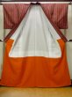 Photo2: Mint O1210B Vintage Japanese kimono Vermilion TSUMUGI pongee for women / Silk. Stripes (Grade A) (2)