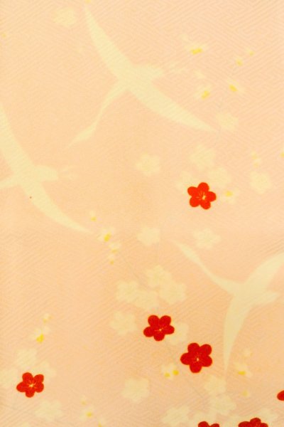 Photo5: O1210C Vintage Japanese kimono Pink JUBAN undergarment for women / Silk. Flower (Grade B) (5)