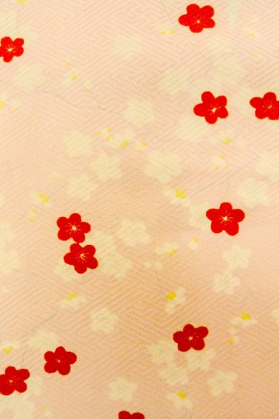 Photo6: O1210C Vintage Japanese kimono Pink JUBAN undergarment for women / Silk. Flower (Grade B) (6)