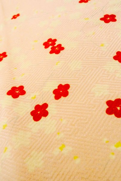 Photo10: O1210C Vintage Japanese kimono Pink JUBAN undergarment for women / Silk. Flower (Grade B) (10)