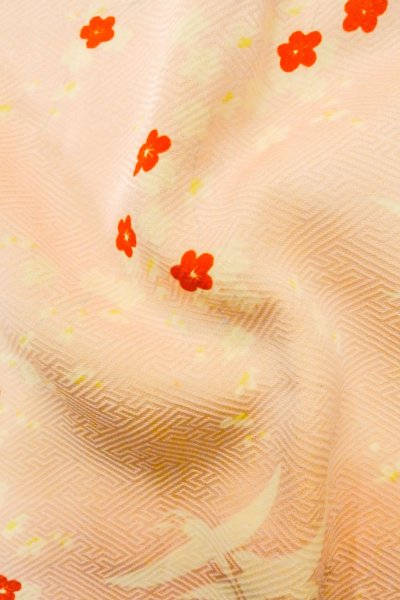 Photo11: O1210C Vintage Japanese kimono Pink JUBAN undergarment for women / Silk. Flower (Grade B) (11)