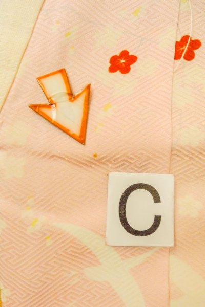 Photo16: O1210C Vintage Japanese kimono Pink JUBAN undergarment for women / Silk. Flower (Grade B) (16)