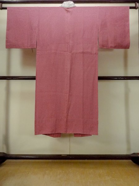 Photo2: O1210D Vintage Japanese kimono Reddish Purple JUBAN undergarment for women / Silk. Dot (Grade B) (2)