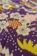 Photo9: O1225A Antique Japanese kimono Dark Purple Kimono for Girls for women / Silk. SAKURA cherry blossom, The thread is partially loose. (Grade D) (9)