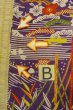 Photo15: O1225A Antique Japanese kimono Dark Purple Kimono for Girls for women / Silk. SAKURA cherry blossom, The thread is partially loose. (Grade D) (15)