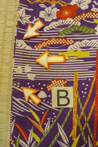 Photo15: O1225A Antique Japanese kimono Dark Purple Kimono for Girls for women / Silk. SAKURA cherry blossom, The thread is partially loose. (Grade D) (15)