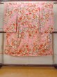 Photo1: O1225B Antique Japanese kimono Shiny Pink Kimono for Girls for women / Silk. Peony, The thread is partially loose. (Grade C) (1)
