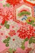 Photo5: O1225B Antique Japanese kimono Shiny Pink Kimono for Girls for women / Silk. Peony, The thread is partially loose. (Grade C) (5)