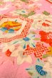 Photo8: O1225B Antique Japanese kimono Shiny Pink Kimono for Girls for women / Silk. Peony, The thread is partially loose. (Grade C) (8)