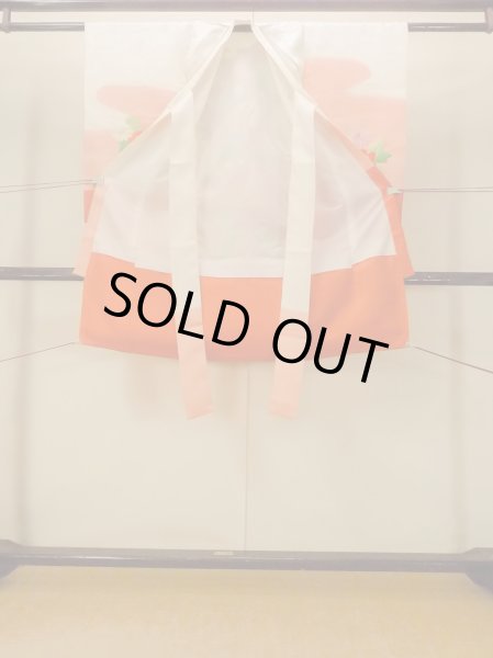 Photo2: O1225F Vintage Japanese kimono White Kimono for Girls for women / Silk. Chrysanthemum (Grade D) (2)