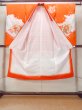 Photo2: O1225H Vintage Japanese kimono Vivid Orange Kimono for Girls for women / Silk. SAKURA cherry blossom, Flower cart pattern, More damages. (Grade D) (2)